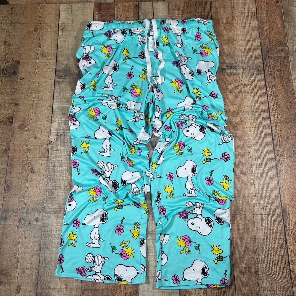 Peanuts Snoopy Woodstock Pajama Pants XL Aqua Splash Joe Cool Lounge Sleepwear